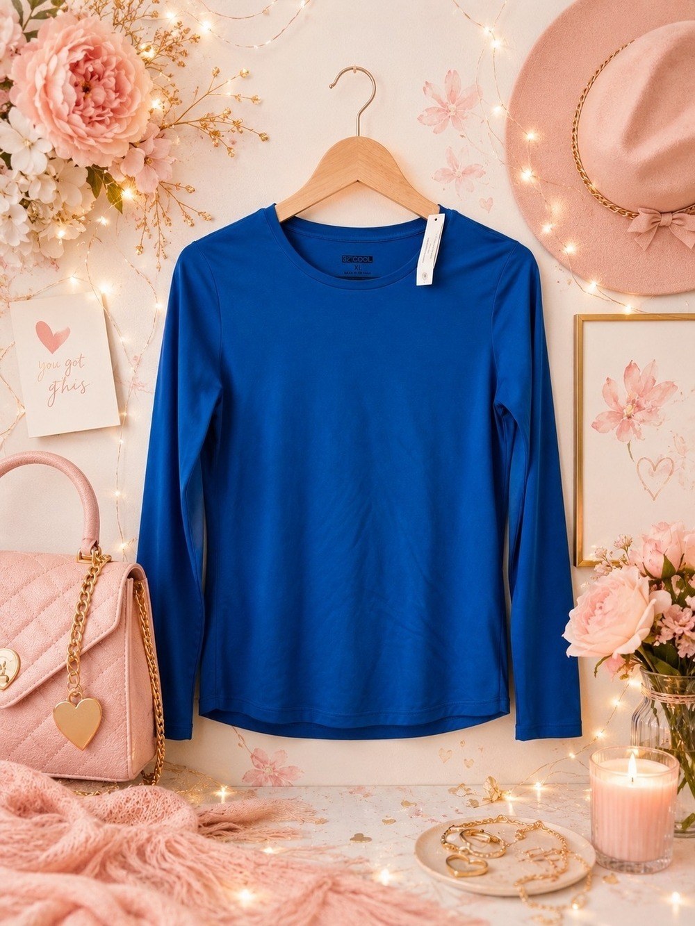 Wonder Nation Girls Royal Blue Long Sleeve Tee 14